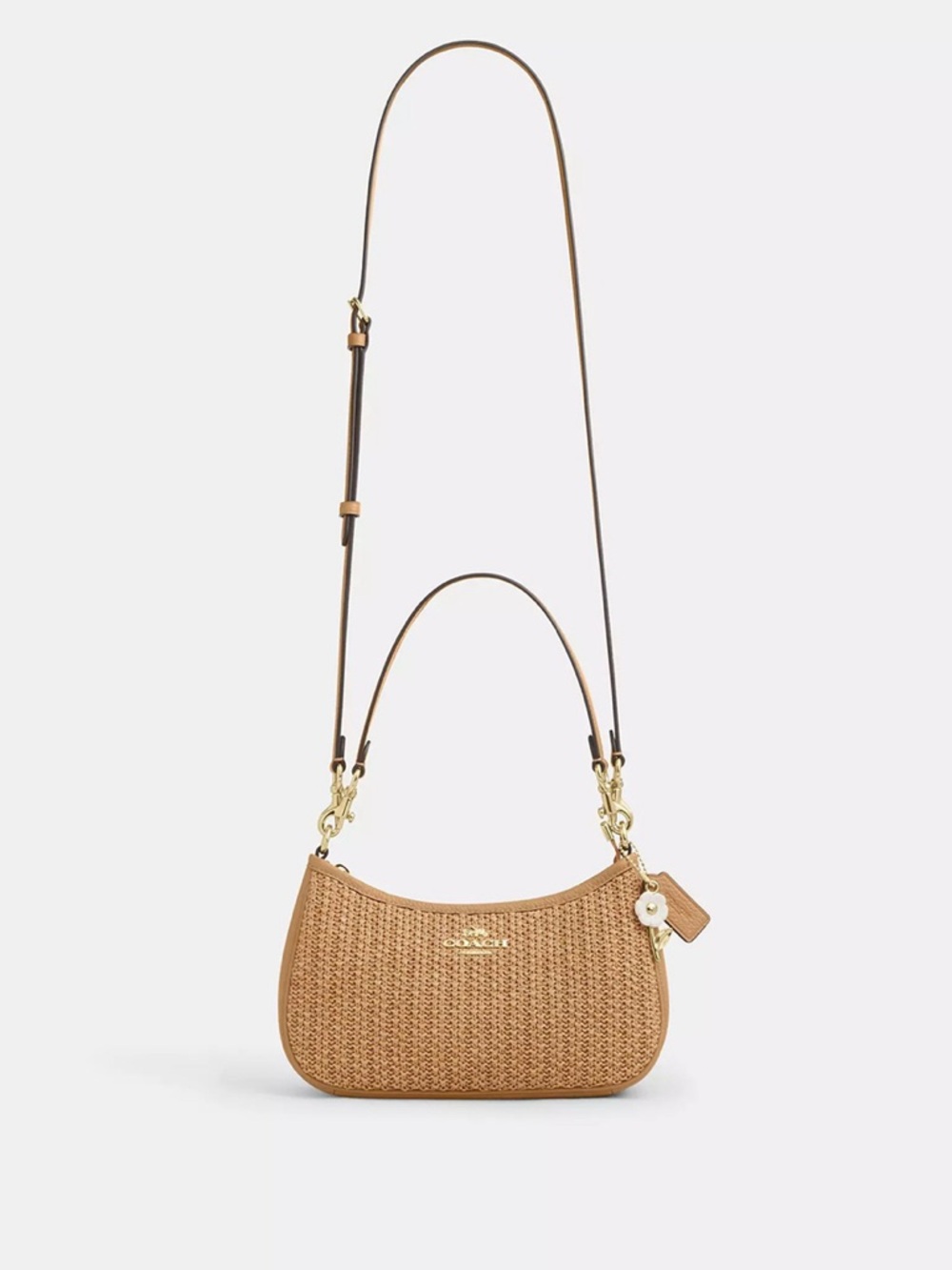 NWT COACH Teri Shoulder Bag With Charm CEC43 straw/Im/Toast Leather - Picture 6 of 7